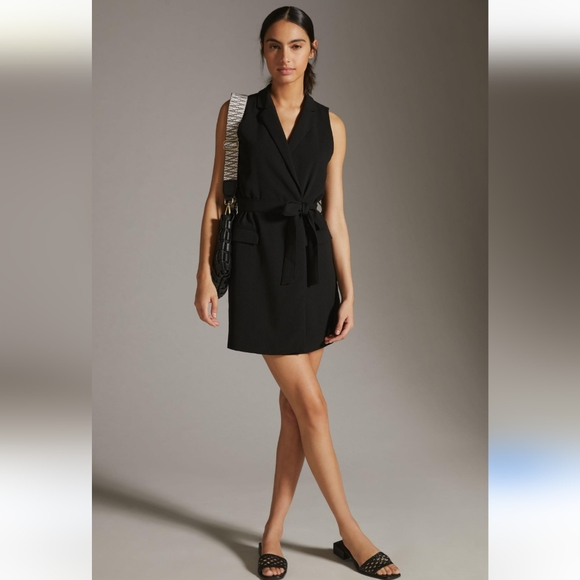 Anthropologie Dresses & Skirts - Anthropologie Mini Dress | Black Vest | Sleeveless Blazer | Size XS|